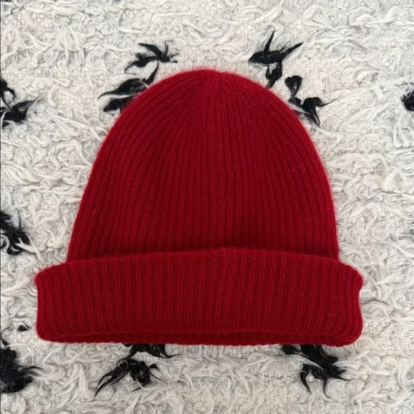 Classic Ribbed Red Beanie - Picture 2 of 3
